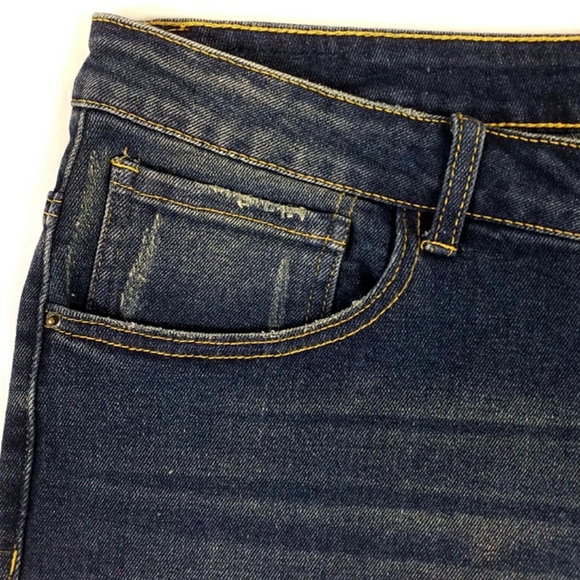 Lucky & Blessed Dark Wash Mid-Rise Boyfriend Destructed Knee Jeans Womens 18 - Picture 9 of 13